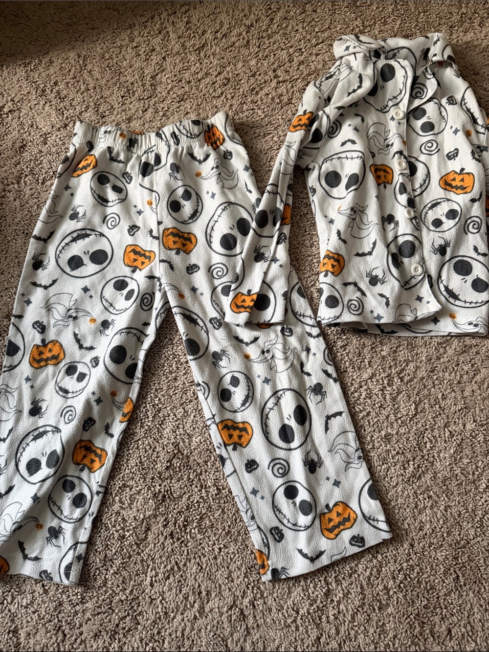 Disney Halloween Jack Skellington Pajama Set - White & Orange